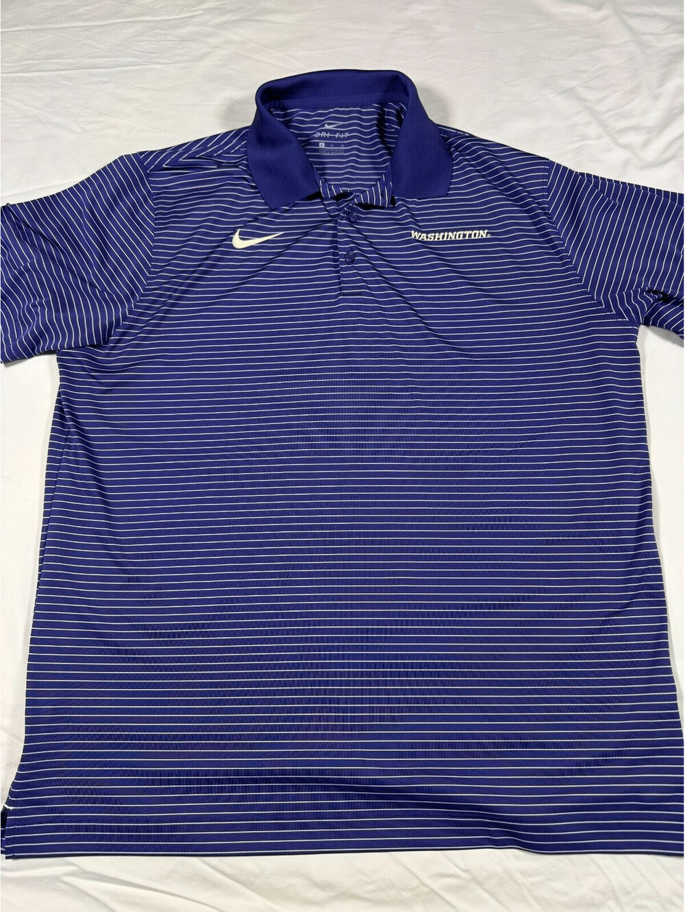 Nike Men's Dri-Fit Performance Polo Univ of Washington Size XL Purple Striped